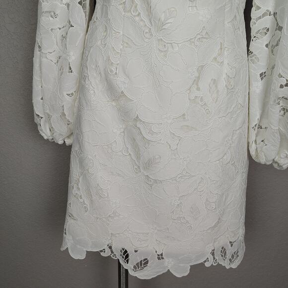 Jenny Yoo Chaya Levine Embroidered Cutout Fabric White Mini Dress Size 10 - Picture 15 of 16